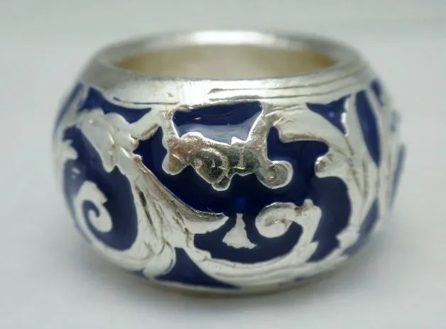 Sterling Enamel Designer Dome Band Ring