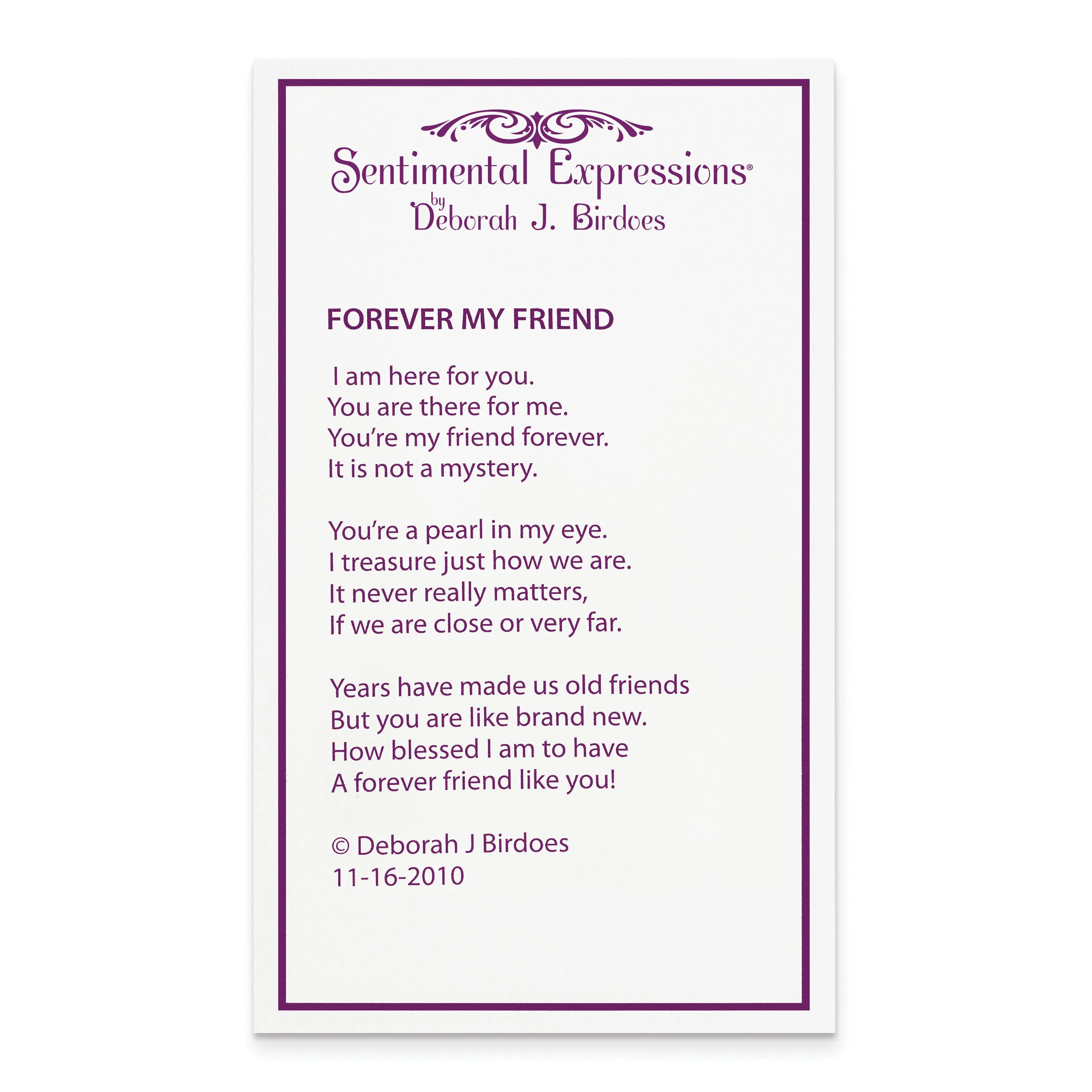 Sterling Silver Cultured Pearl My Friend Necklace