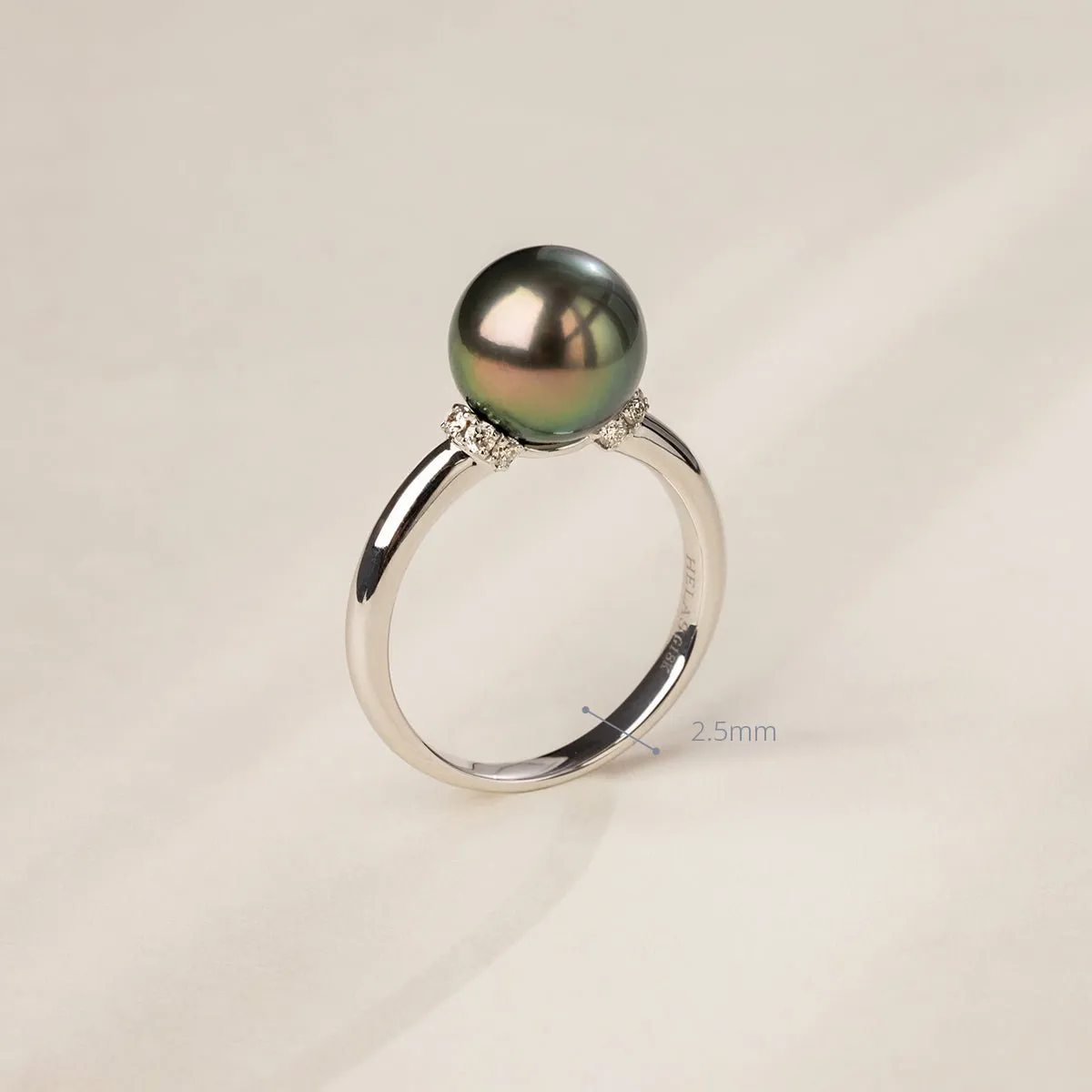 Tahitian Black Pearl 18K Gold Diamond Elegant Ring