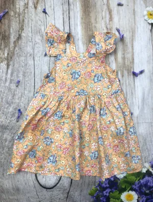 Tangerine floral cross back ruffle dress