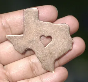 Texas State with Perfect Heart Blanks Cutout for Metalworking Stamping Texturing Blank Variety of Metals