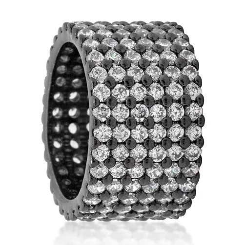 Tina Wide Paved CZ Eternity Band Ring | 22ct | Hematite