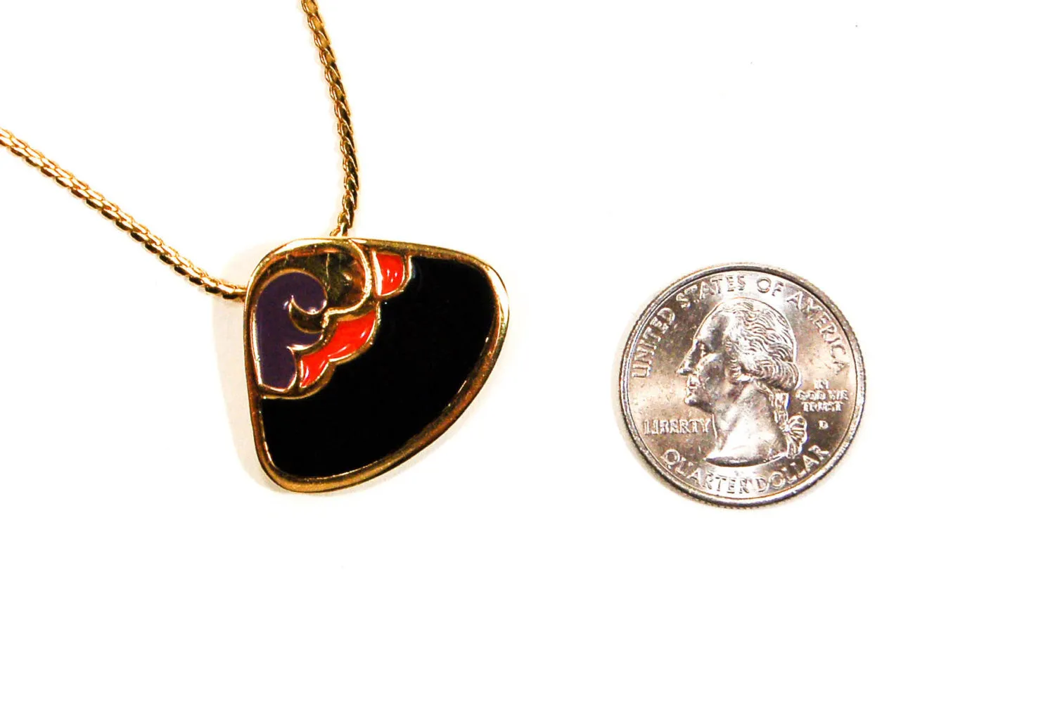 Triangular Black Purple and Coral Abstract Necklace by Givenchy