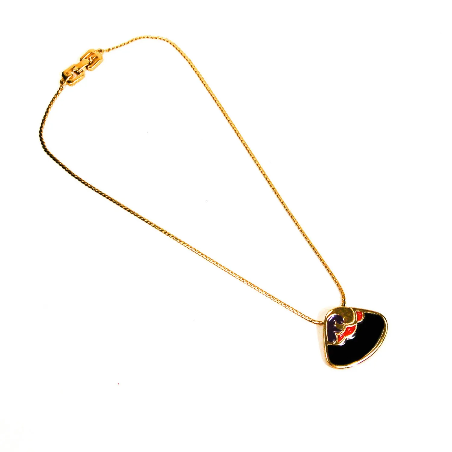 Triangular Black Purple and Coral Abstract Necklace by Givenchy