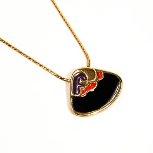 Triangular Black Purple and Coral Abstract Necklace by Givenchy