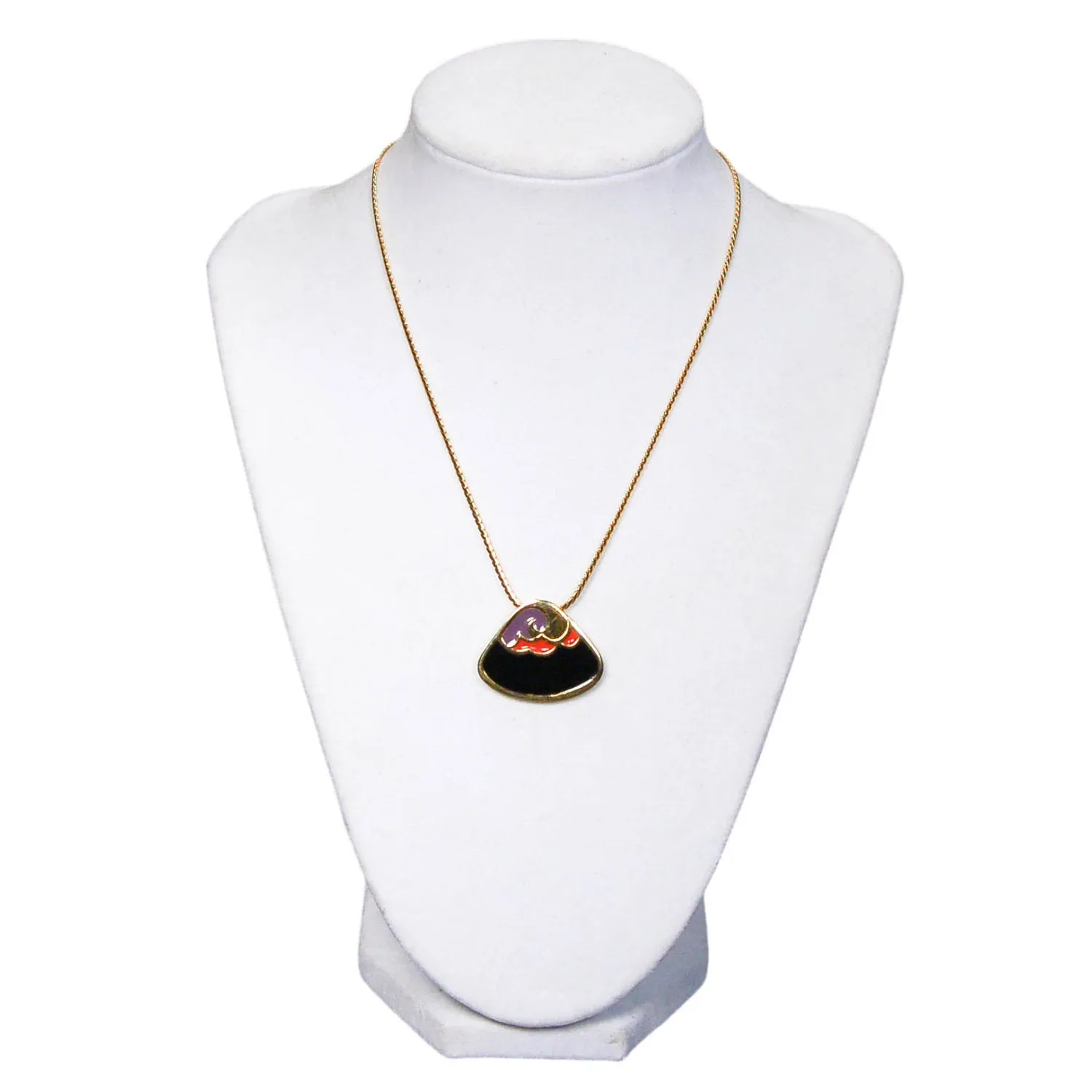 Triangular Black Purple and Coral Abstract Necklace by Givenchy
