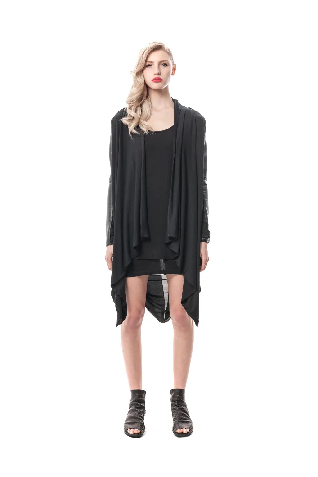 Trieste Leather Sweater Wrap Jacket