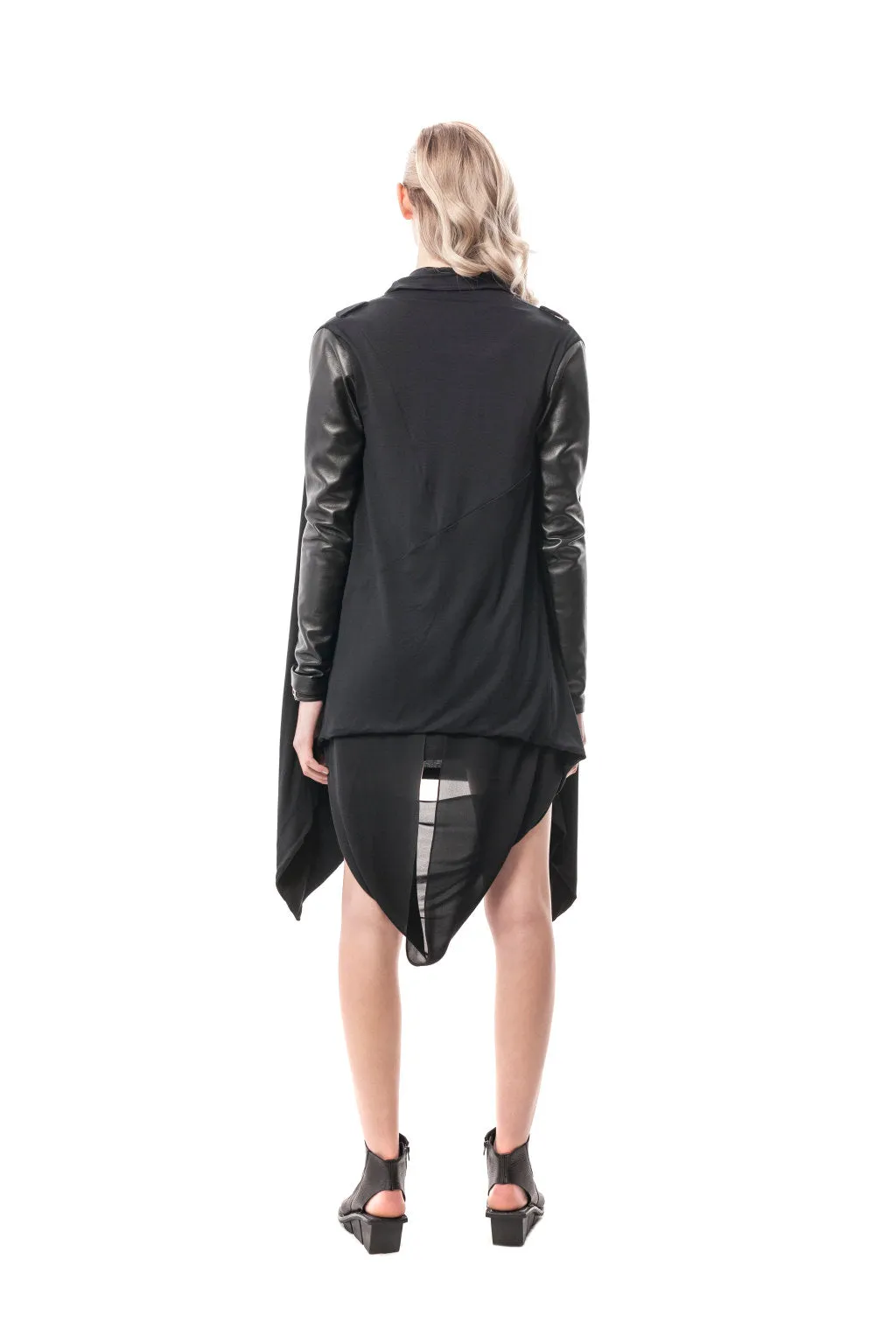 Trieste Leather Sweater Wrap Jacket