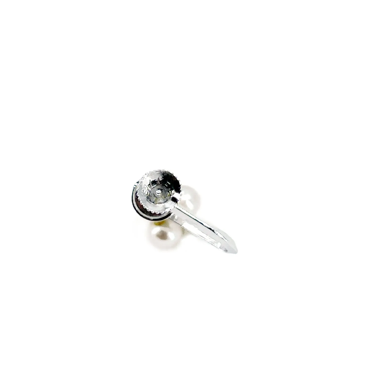 Triple Cluster Vintage Akoya Saltwater Cultured Pearl Screwback Earrings- Sterling Silver