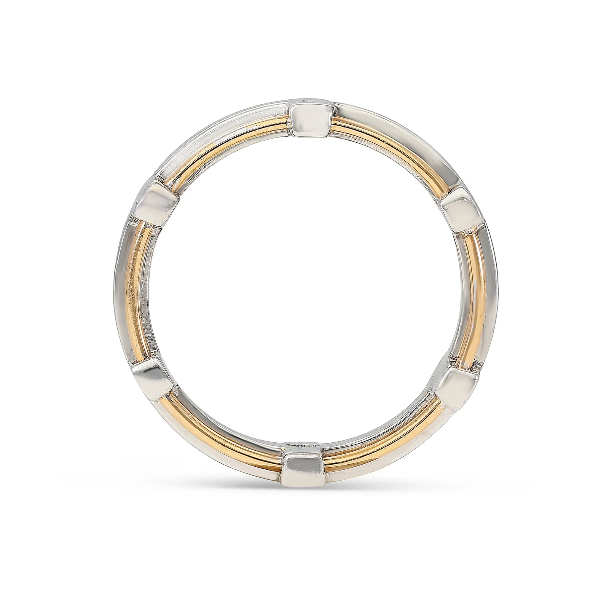 Two Tone Rose and White Gold Minimal Wedding Band - Unisex