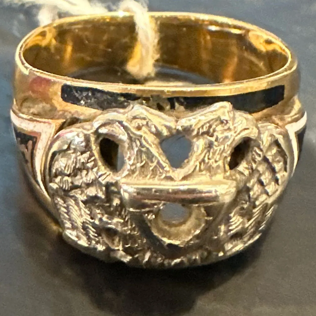 Vintage 14 Karat Yellow and White Gold 32nd Degree Masonic Men's Ring