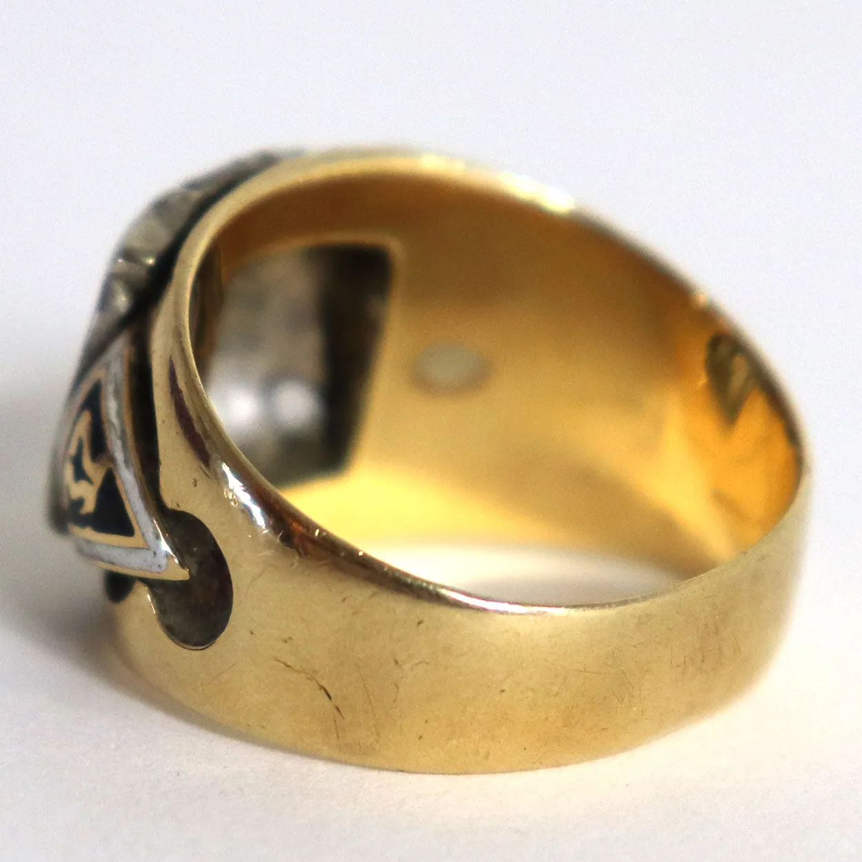 Vintage 14 Karat Yellow and White Gold 32nd Degree Masonic Men's Ring
