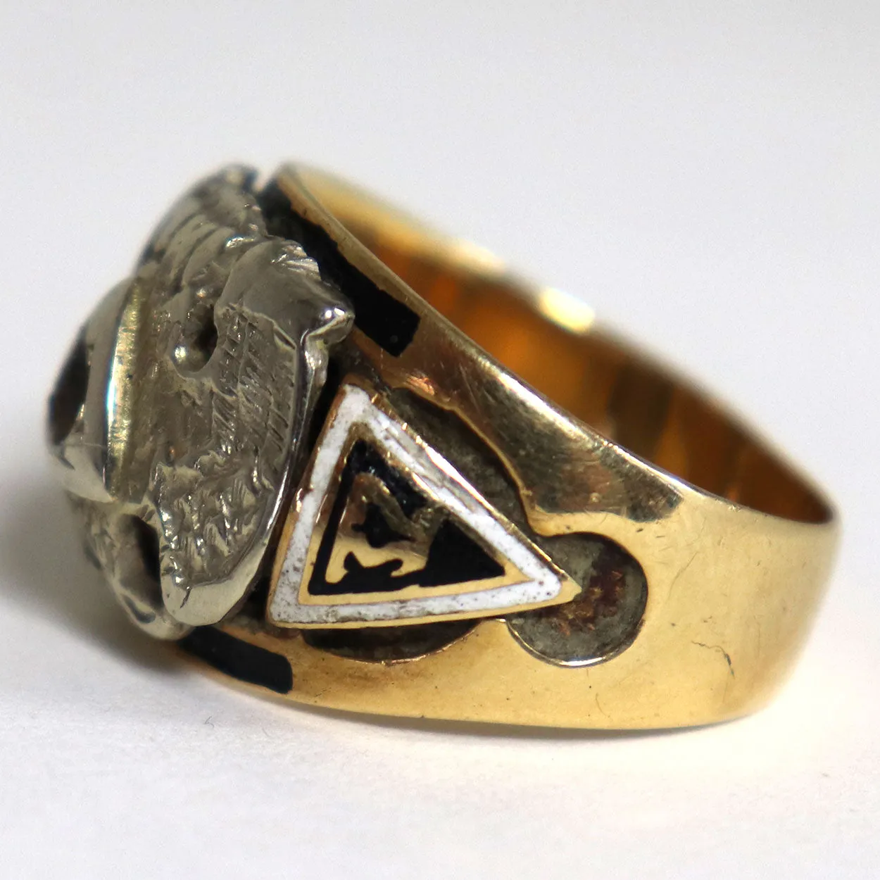 Vintage 14 Karat Yellow and White Gold 32nd Degree Masonic Men's Ring