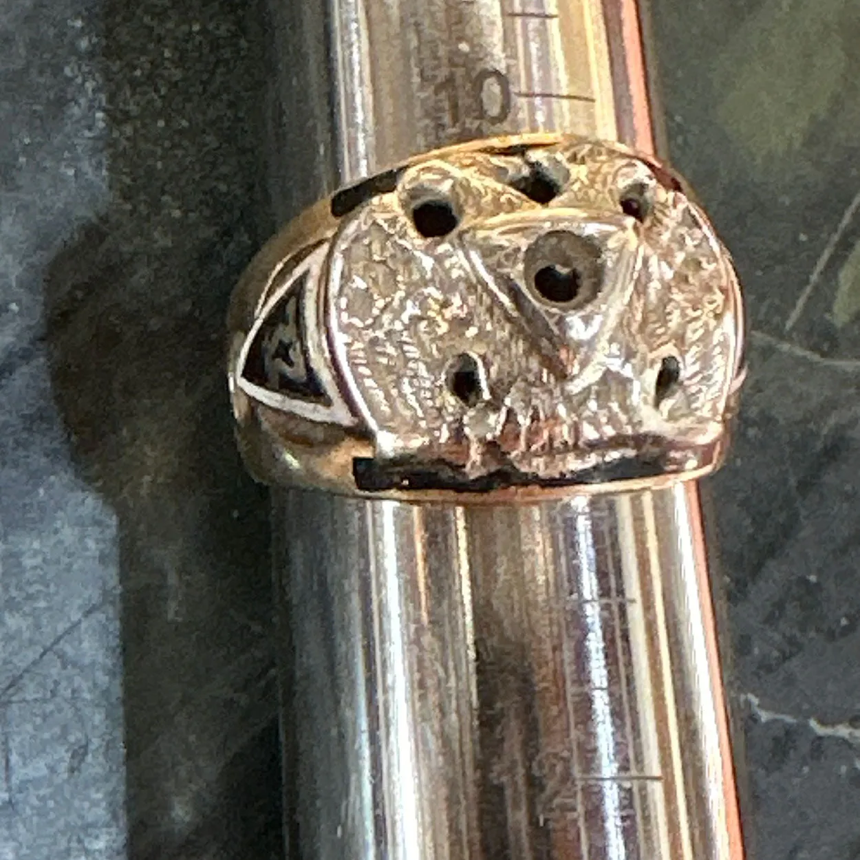 Vintage 14 Karat Yellow and White Gold 32nd Degree Masonic Men's Ring