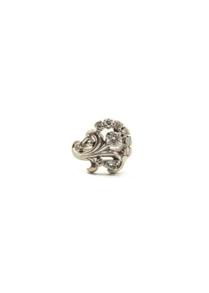 Vintage 1940's 14k White Gold and Diamond Floral Bouquet Ring
