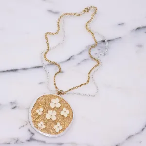 Vintage 1960s Gold Pendant Necklace with Daisies