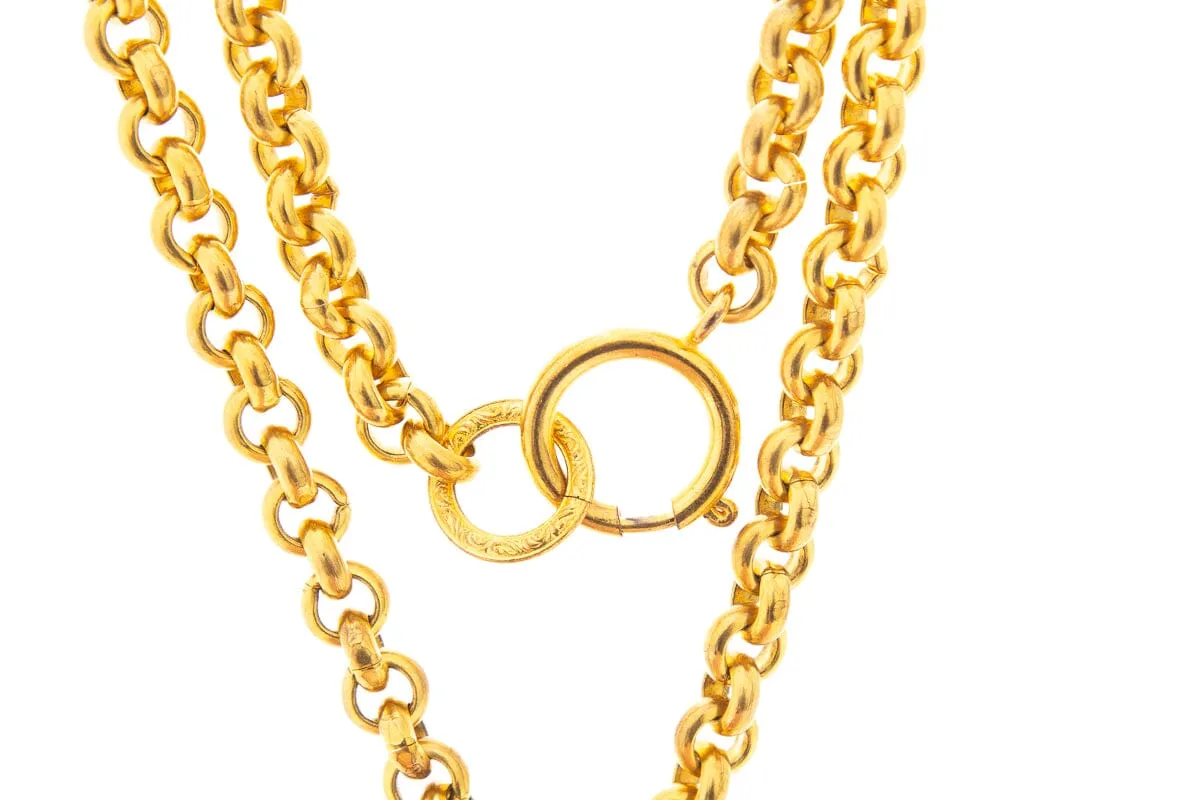 Vintage 1993 Chanel Black Enamel & 24kt Gold Plated Bijou Chain Necklace