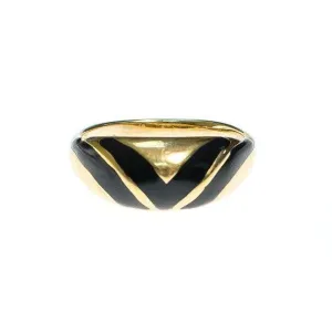 Vintage Avon Gold Ring with Black Enamel Details