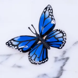 Vintage Blue and Black Monarch Butterfly Enamel Brooch