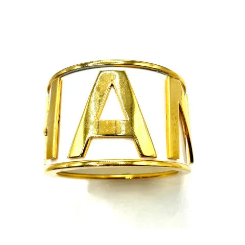 Vintage Chanel White Cuff with Gold CHANEL