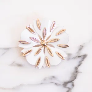 Vintage Crown Trifari White and Gold Flower Brooch