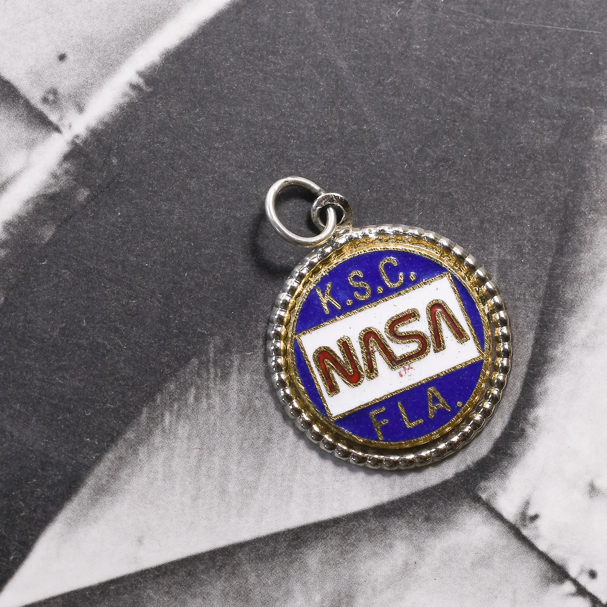 Vintage Enamel NASA Pendant