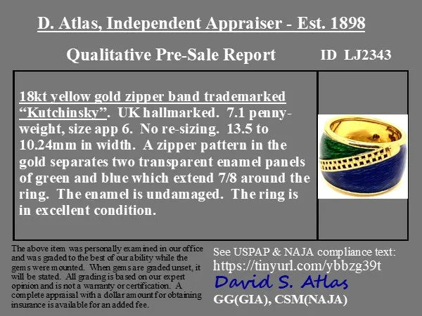 Vintage Enamel Zipper Band by Kutchinksy