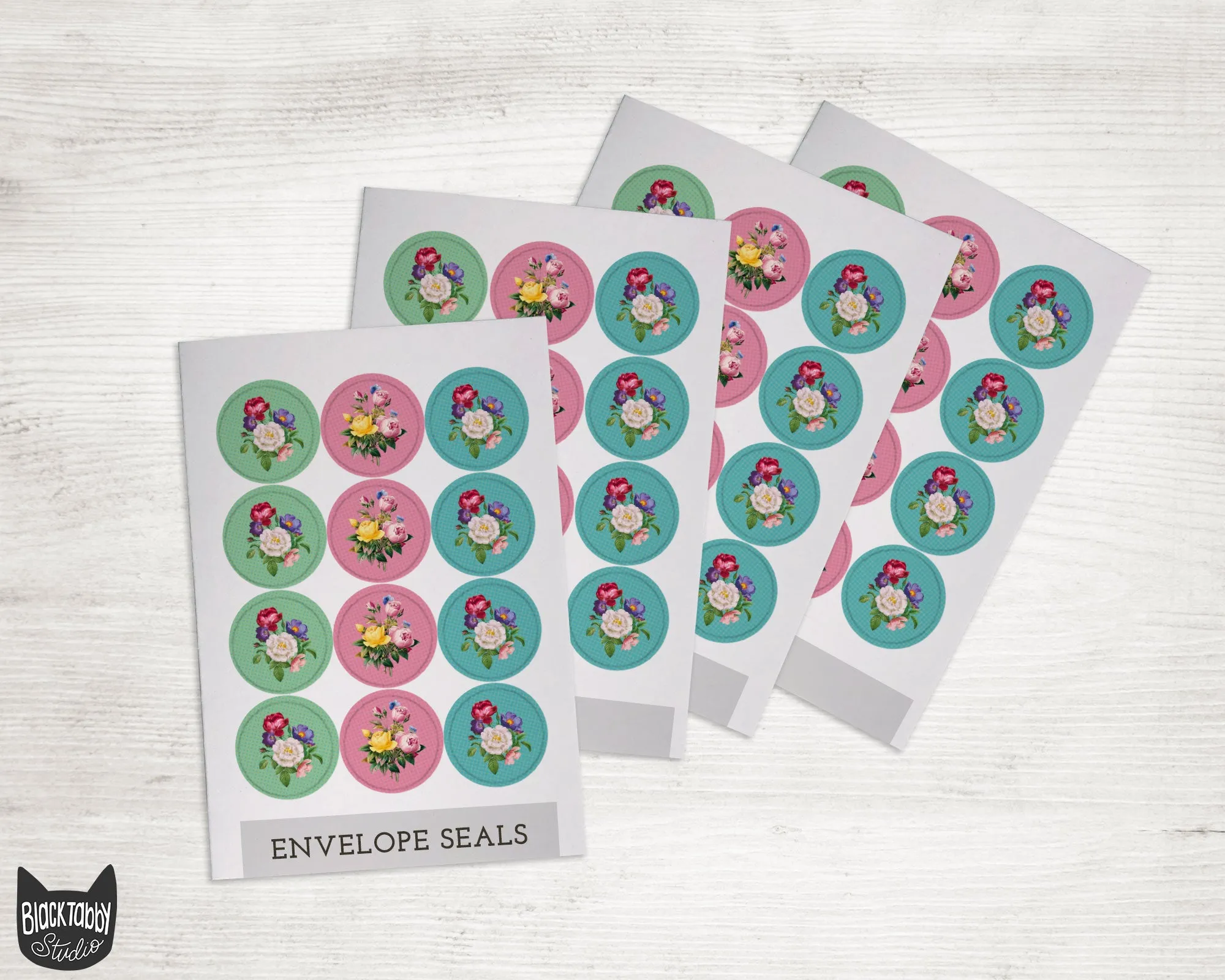 Vintage Floral Bouquets - 48 Sticker Seals