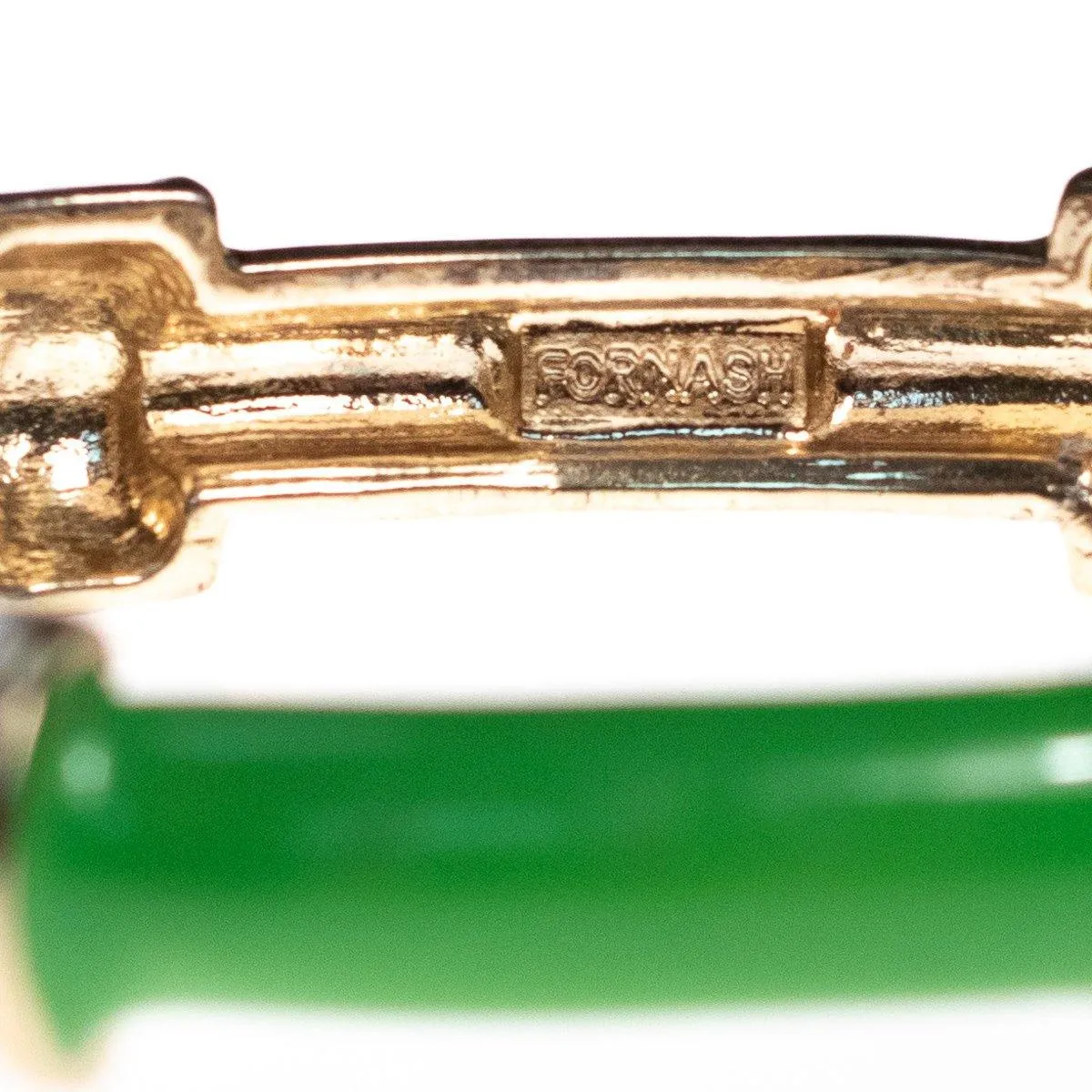 Vintage Fornash Green and White Enamel Bangle Bracelet with Hinge