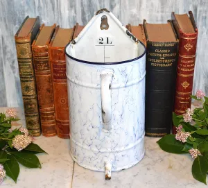 Vintage French Blue White Enamel Water Irrigator Enamelware Graniteware