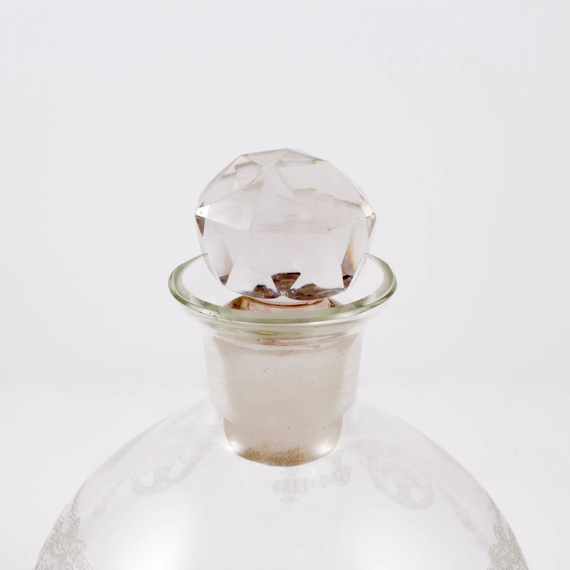 Vintage French Etched Glass Sphere-Shaped Decanter