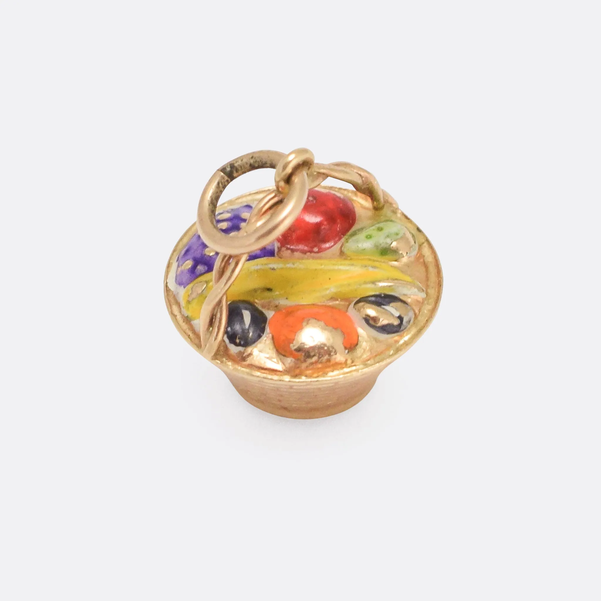 Vintage Gold Fruit Basket Charm