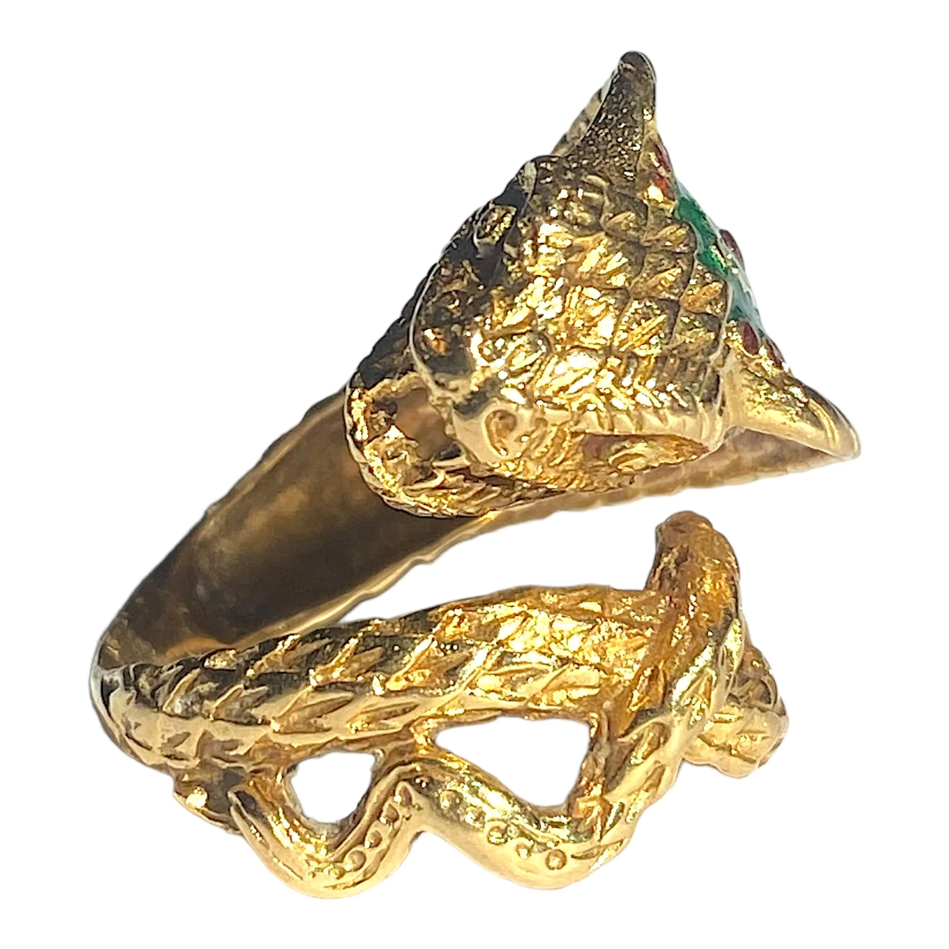 Vintage GSM Greece 18K Enamel Snake Ring