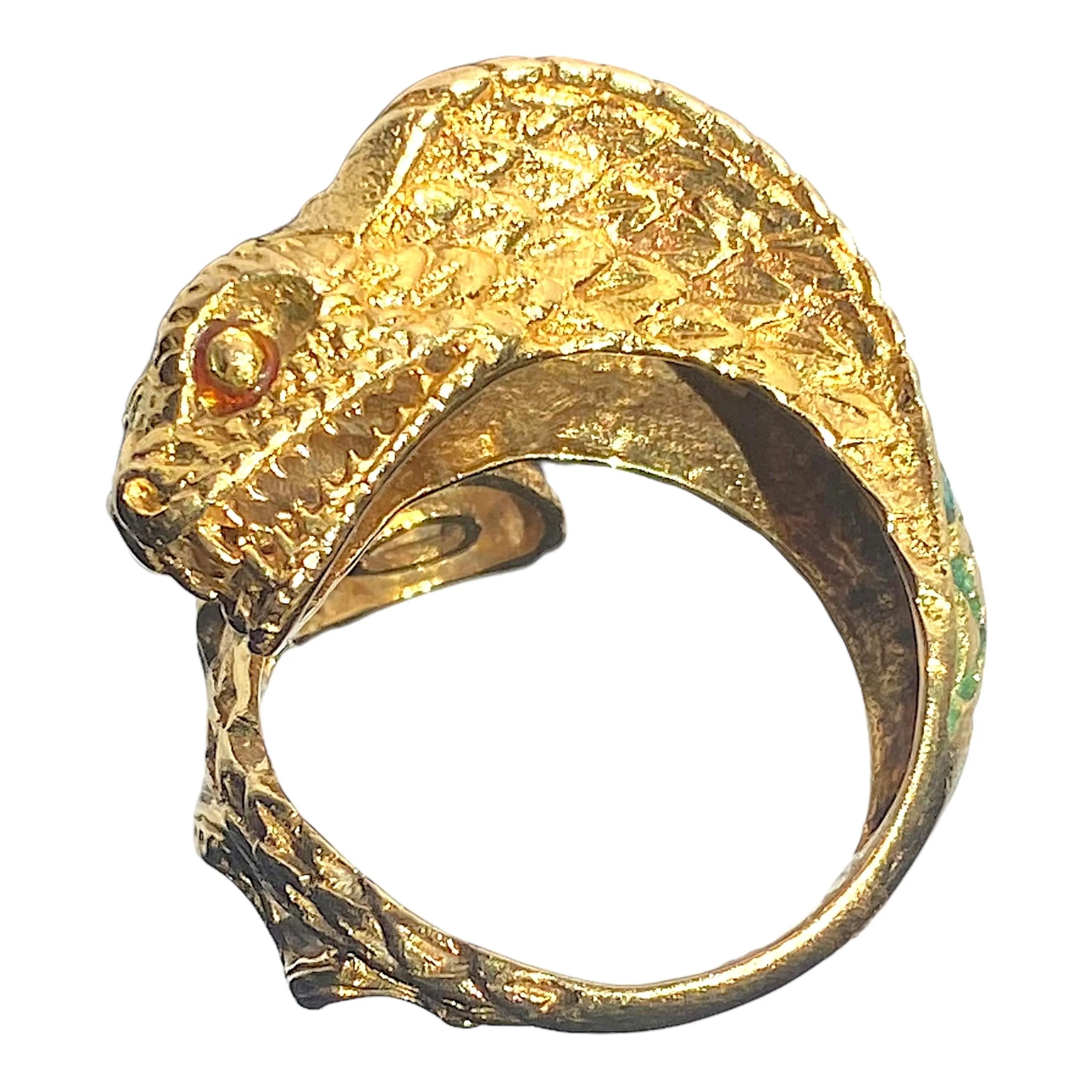 Vintage GSM Greece 18K Enamel Snake Ring