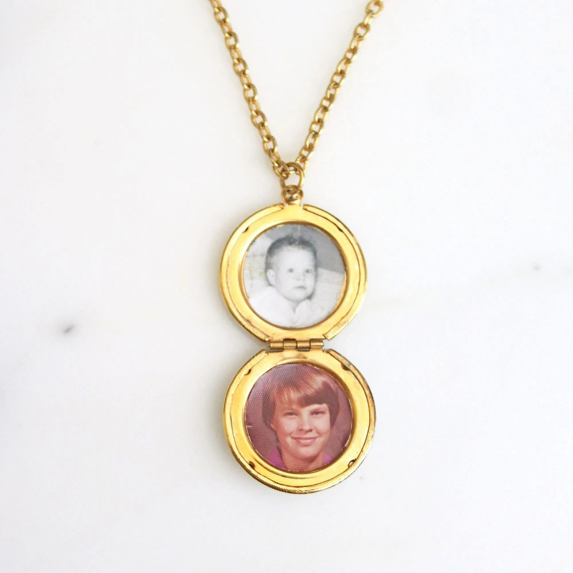 Vintage Guilloche Locket Necklace