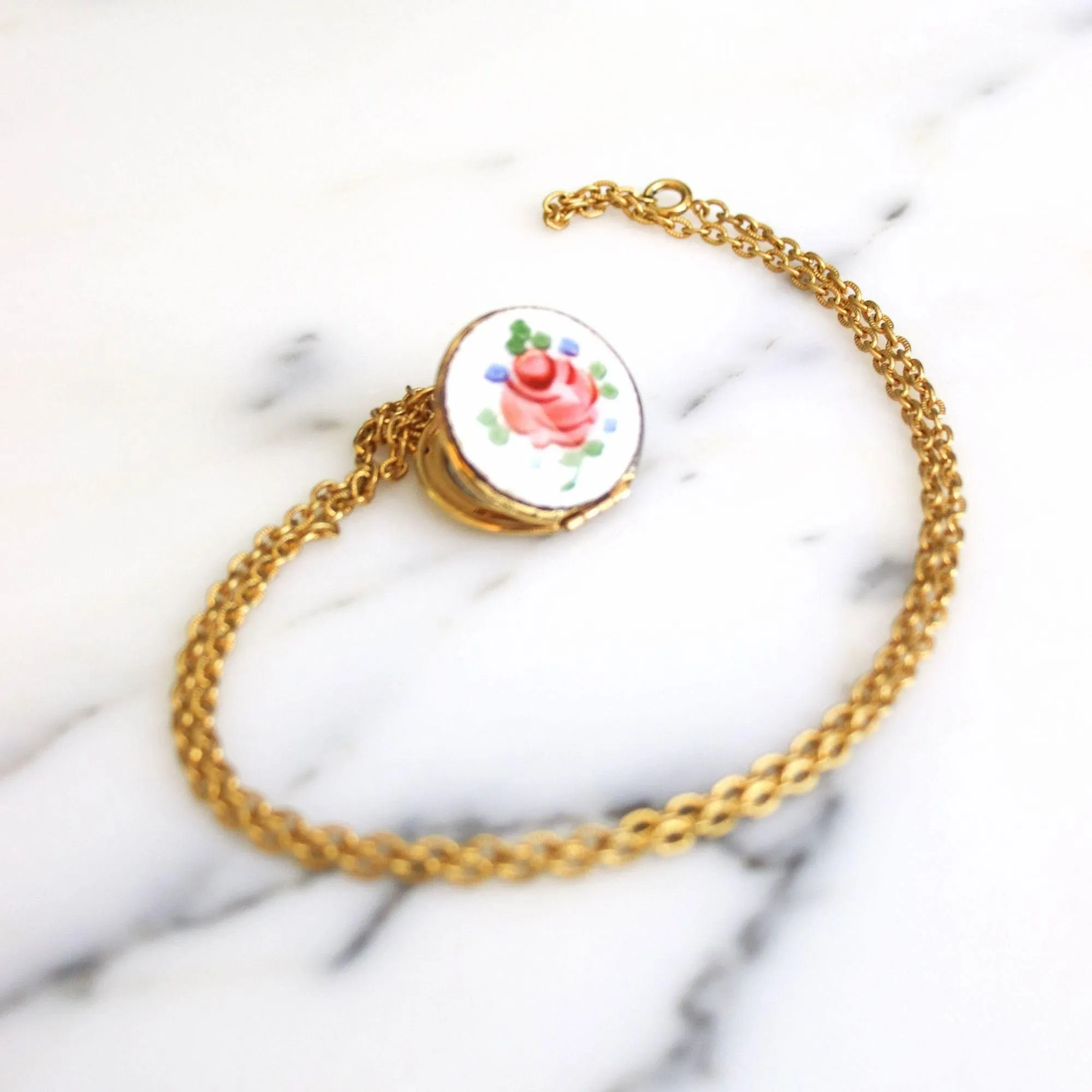 Vintage Guilloche Locket Necklace