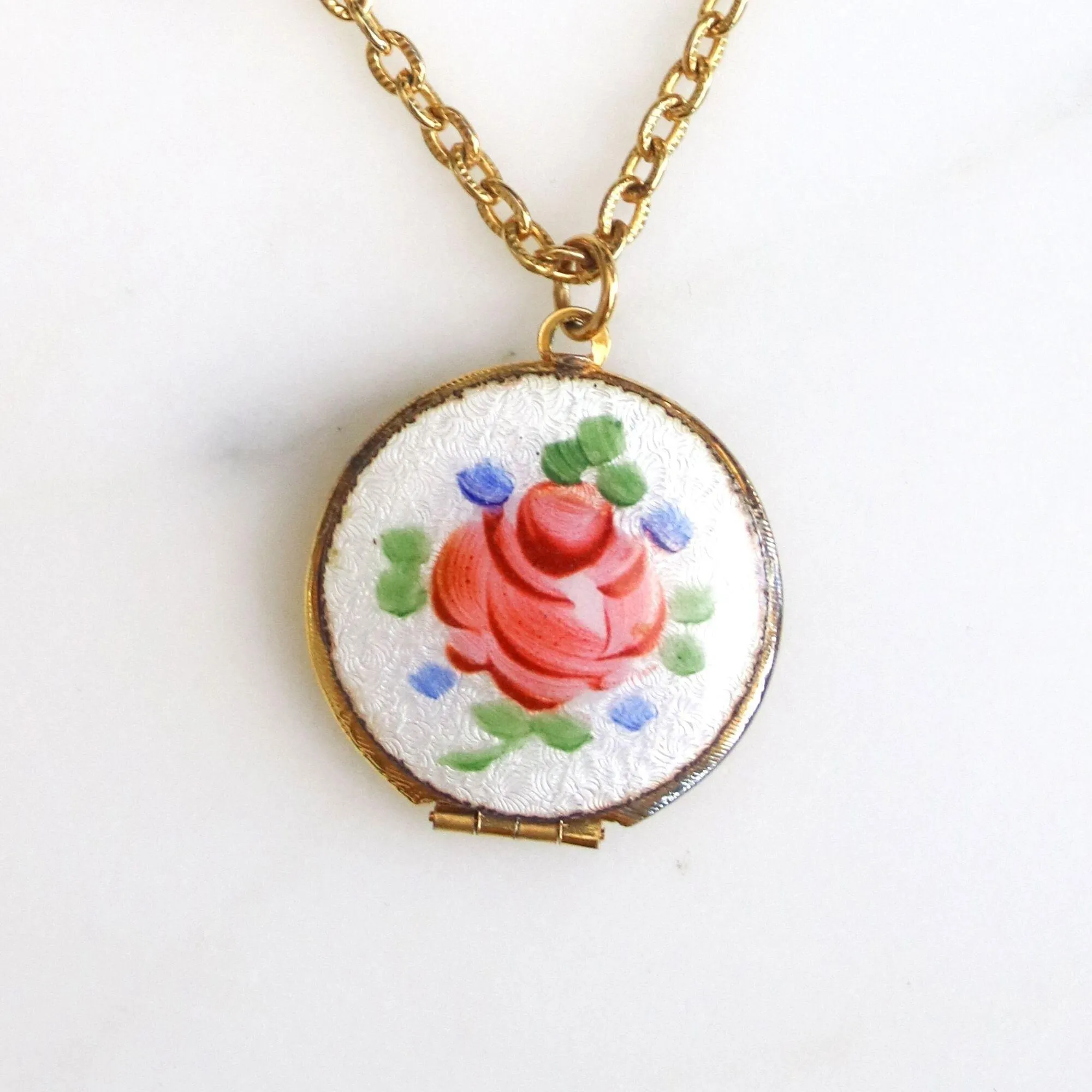 Vintage Guilloche Locket Necklace