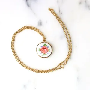 Vintage Guilloche Locket Necklace