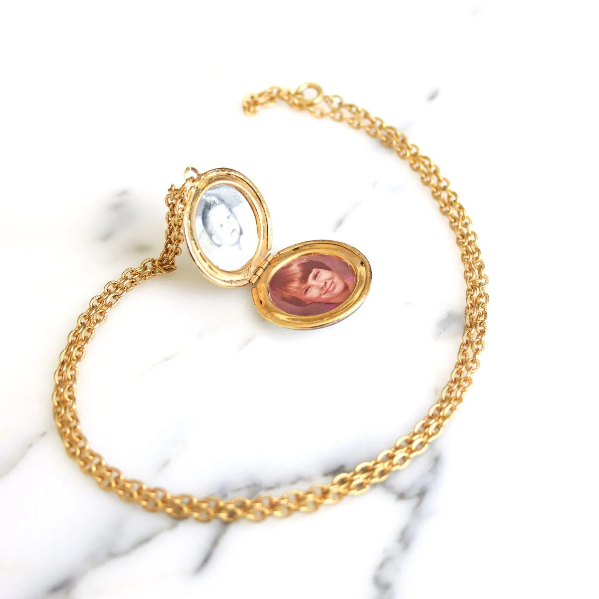 Vintage Guilloche Locket Necklace