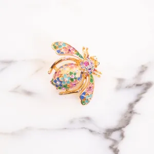 Vintage Joan Rivers Colorful Bejewled Bee Brooch