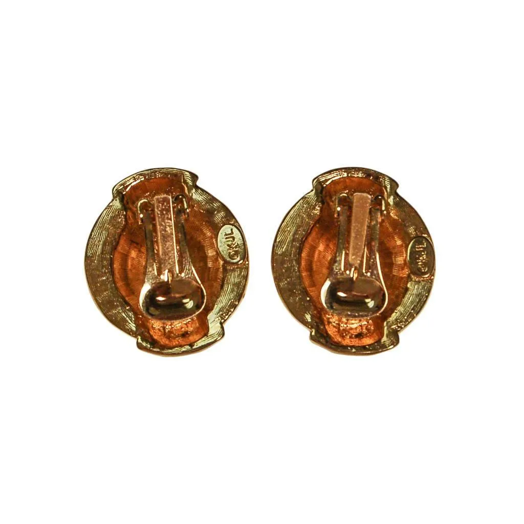 Vintage Kenneth Jay Lane Black, Gold, and Swarovski Rhinestone Statement Earrings