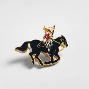 Vintage Mounted Horse - Enamel Pin Badge - Black