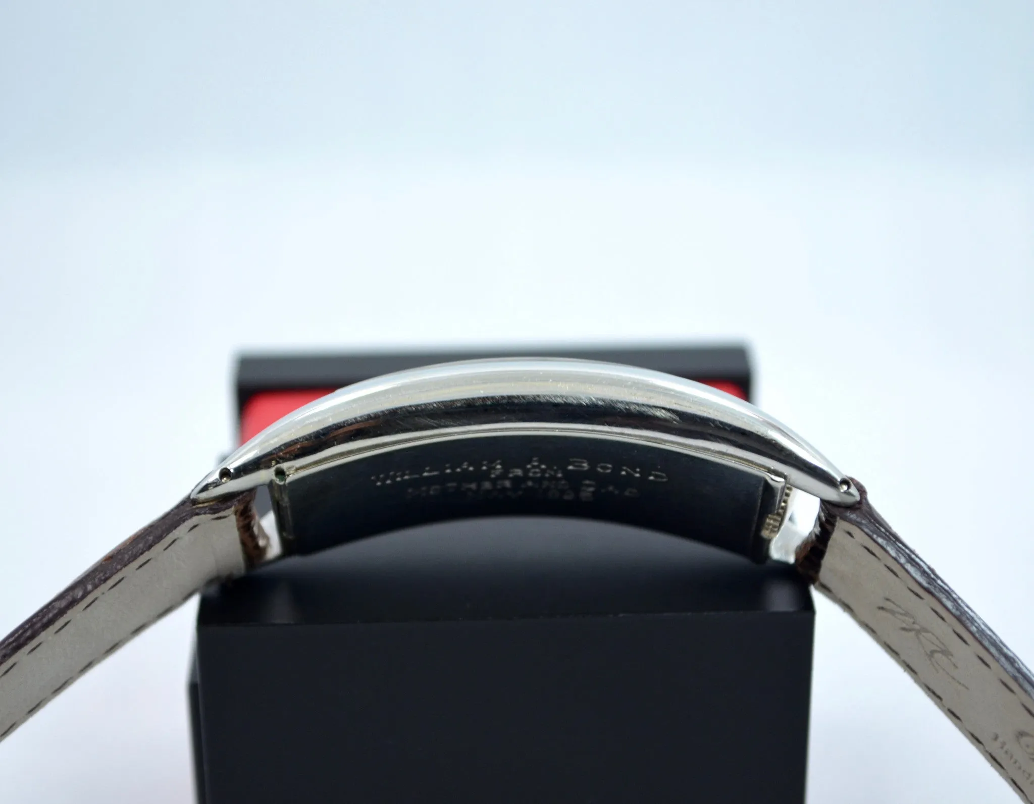 Vintage Movado Polyplan 18K White Gold Large Size Enamel Rectangular Wristwatch
