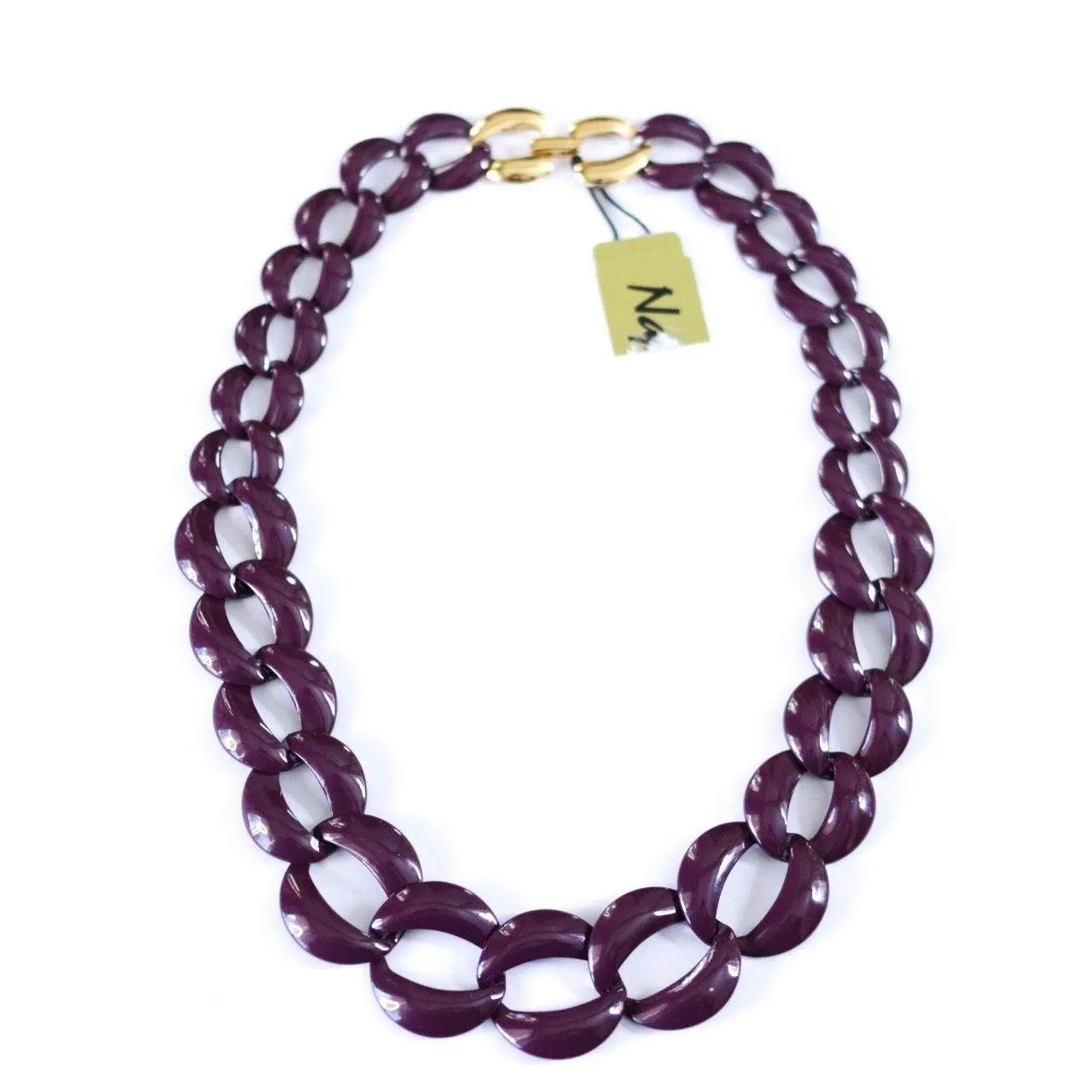 Vintage Napier Gold and Purple Chunky Chain Link Necklace