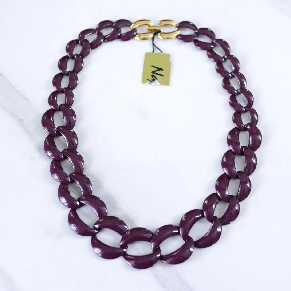 Vintage Napier Gold and Purple Chunky Chain Link Necklace