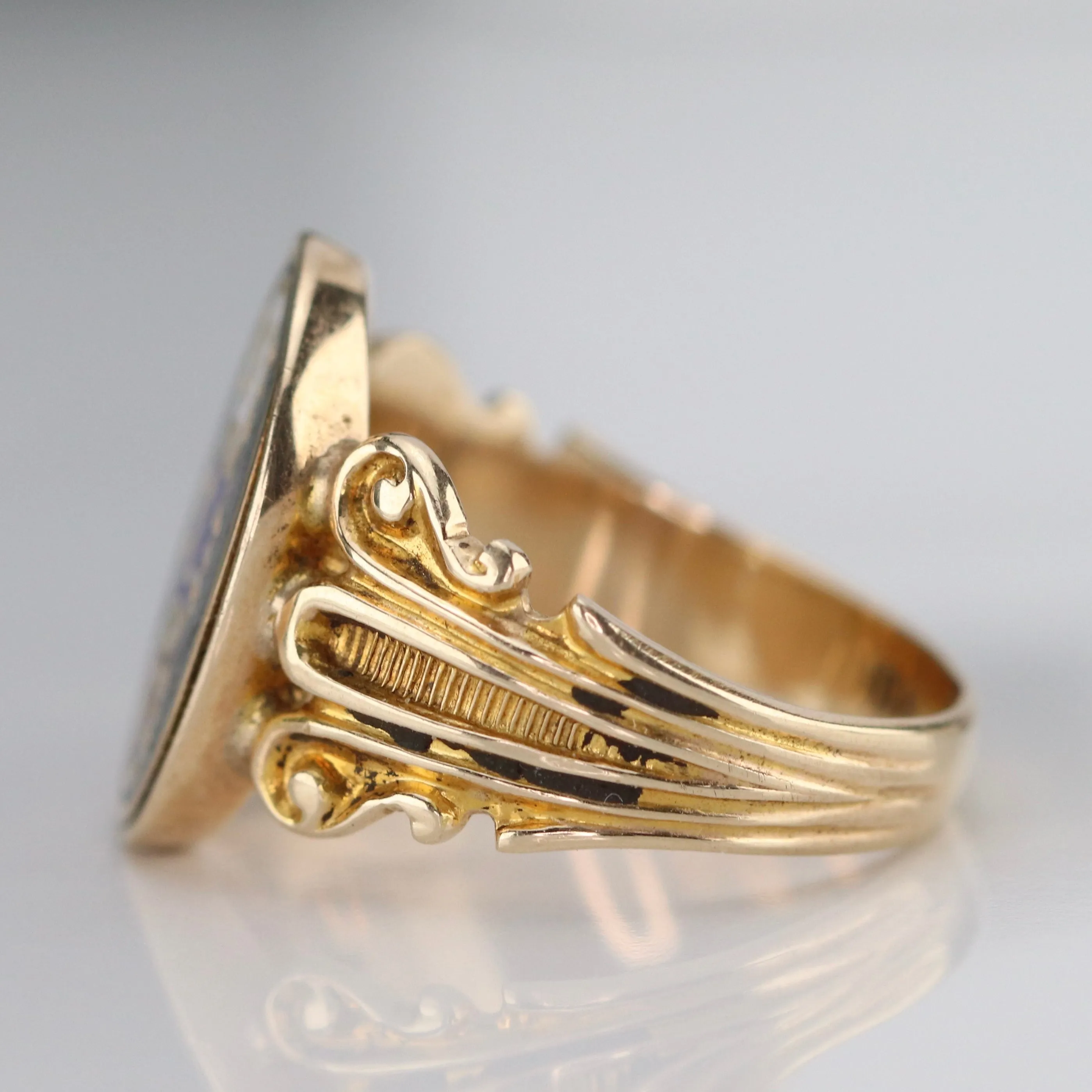 Vintage Order of Odd Fellows "Friendship, Love, & Truth" ring in yellow gold