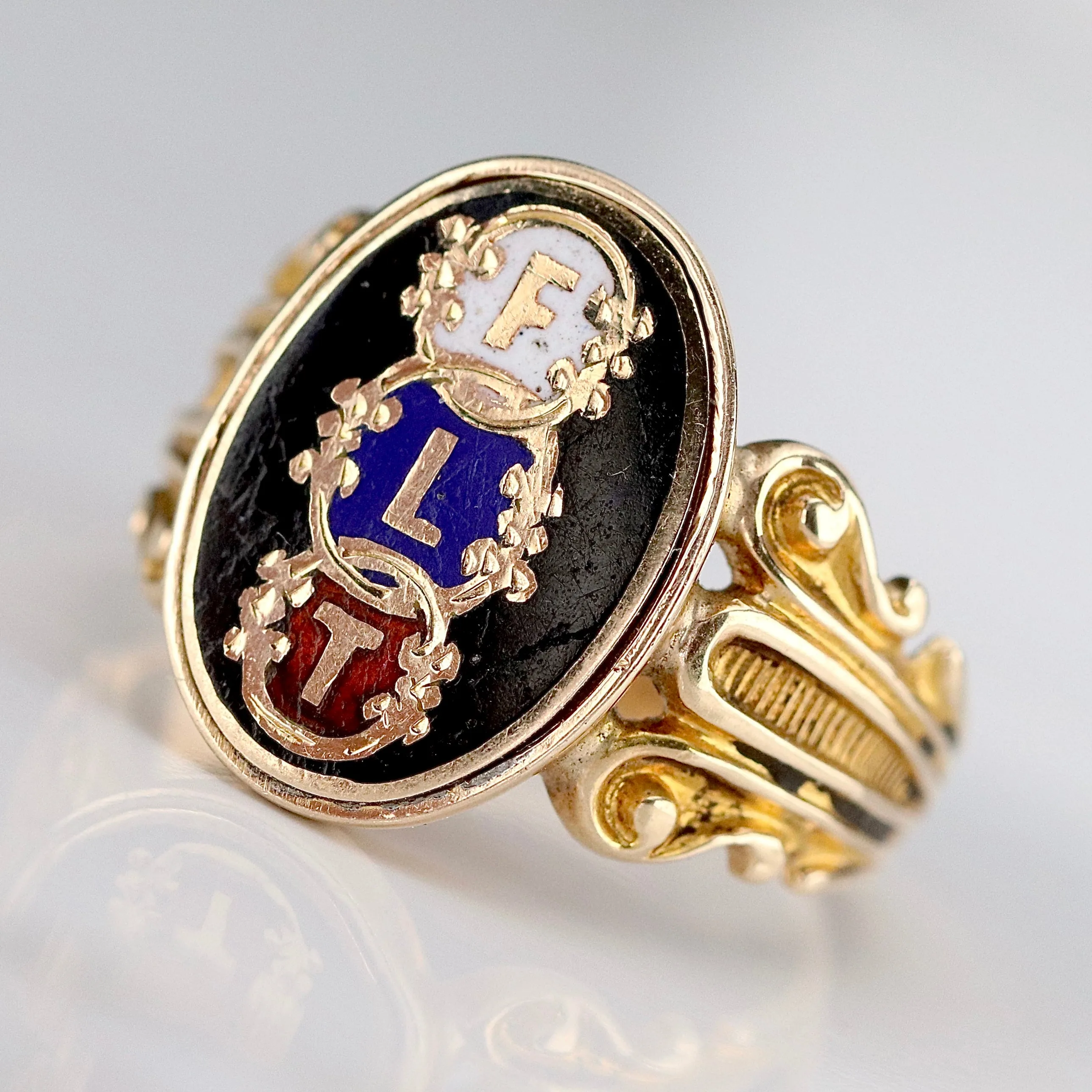Vintage Order of Odd Fellows "Friendship, Love, & Truth" ring in yellow gold