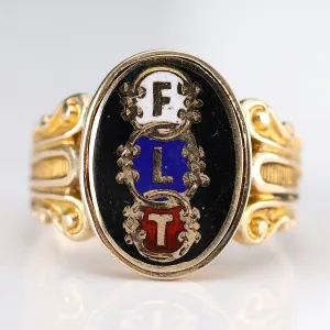 Vintage Order of Odd Fellows "Friendship, Love, & Truth" ring in yellow gold