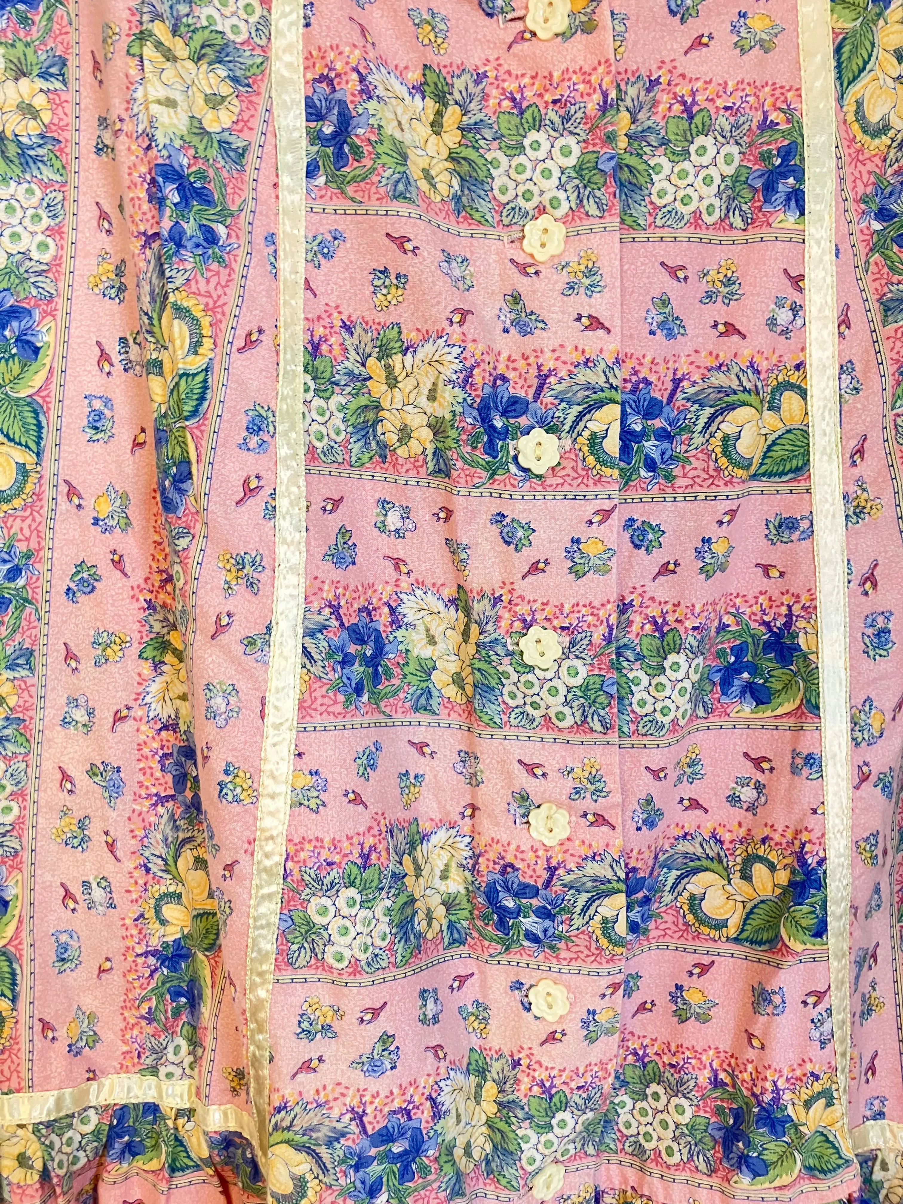 Vintage Pastel Pink Floral Cotton Skirt
