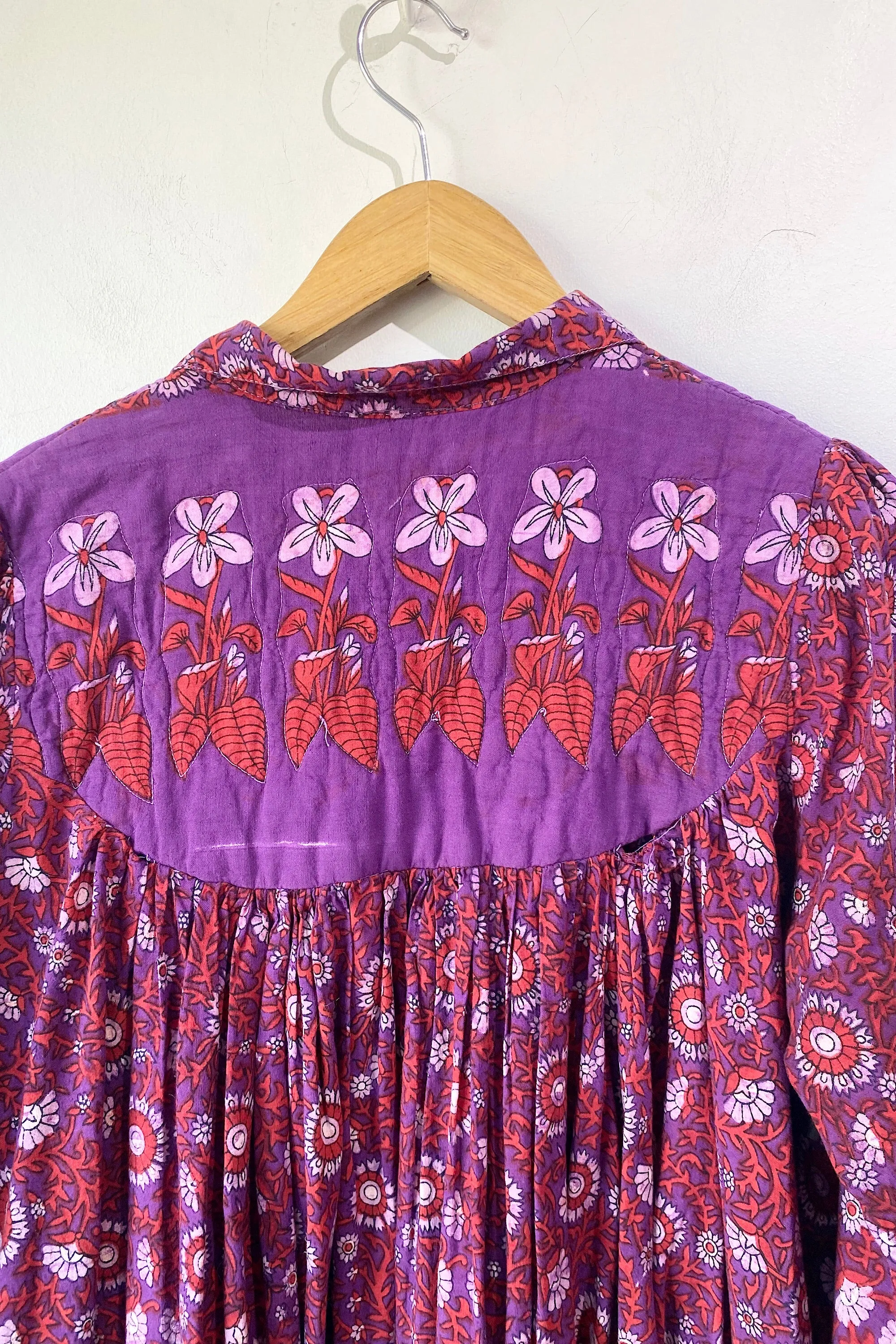 Vintage Red and Purple Block Printed Dress